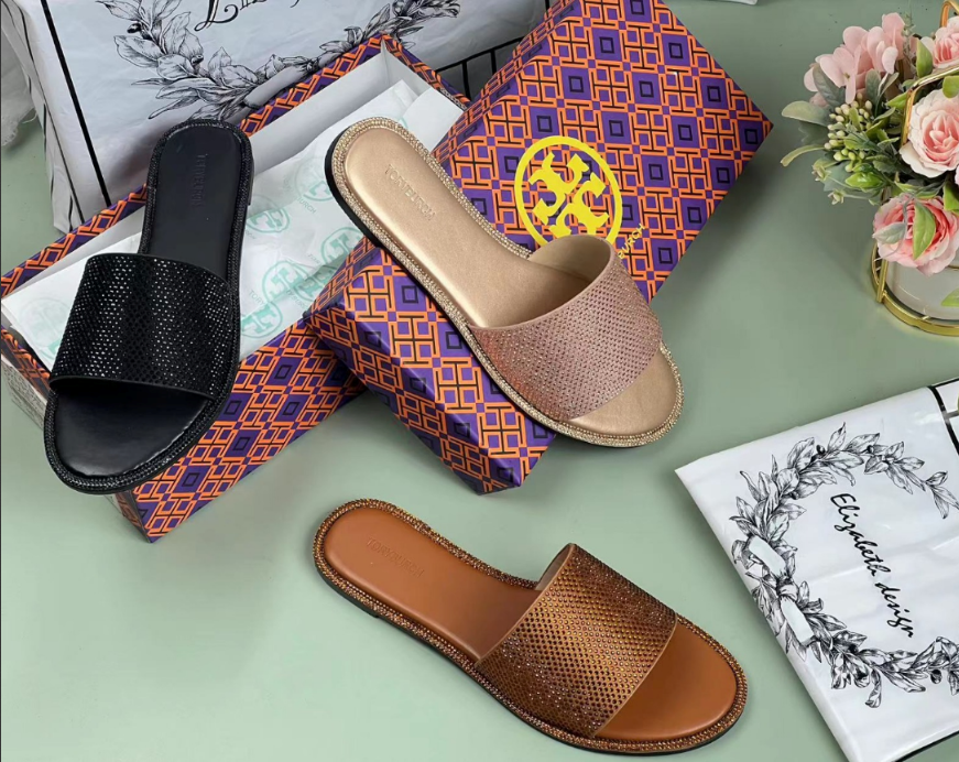 Tory Burch Crystal Slides