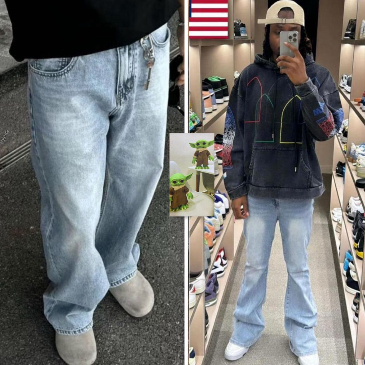 Vintage Wash Wide-Leg Jeans