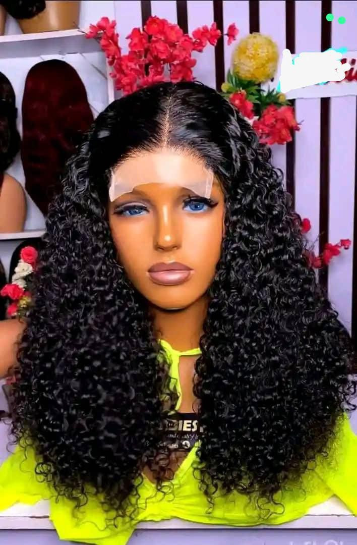 20-Inch Curly Lace Front Wig – Natural Black