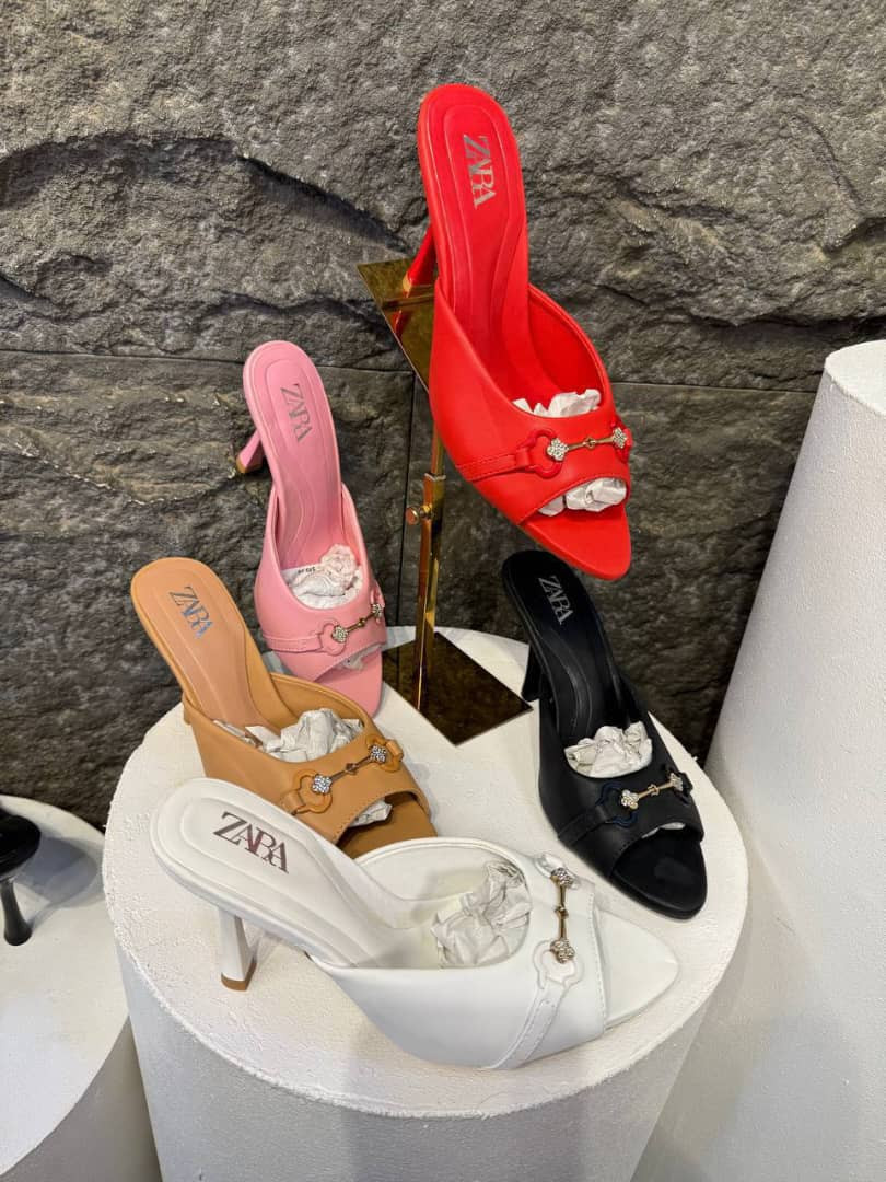 Rhinestone Buckle Mules - High Heel, Multiple Colors