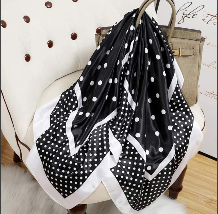 Elegant Polka Dot Silk-Feel Scarf
