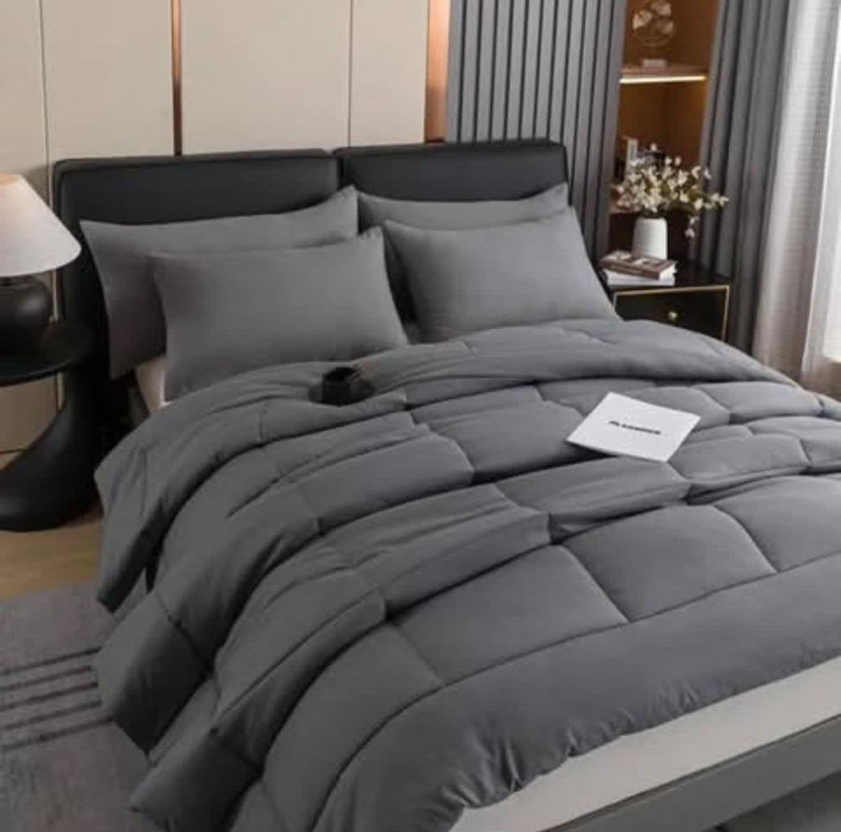 Plain Charcoal Gray Comforter Set
