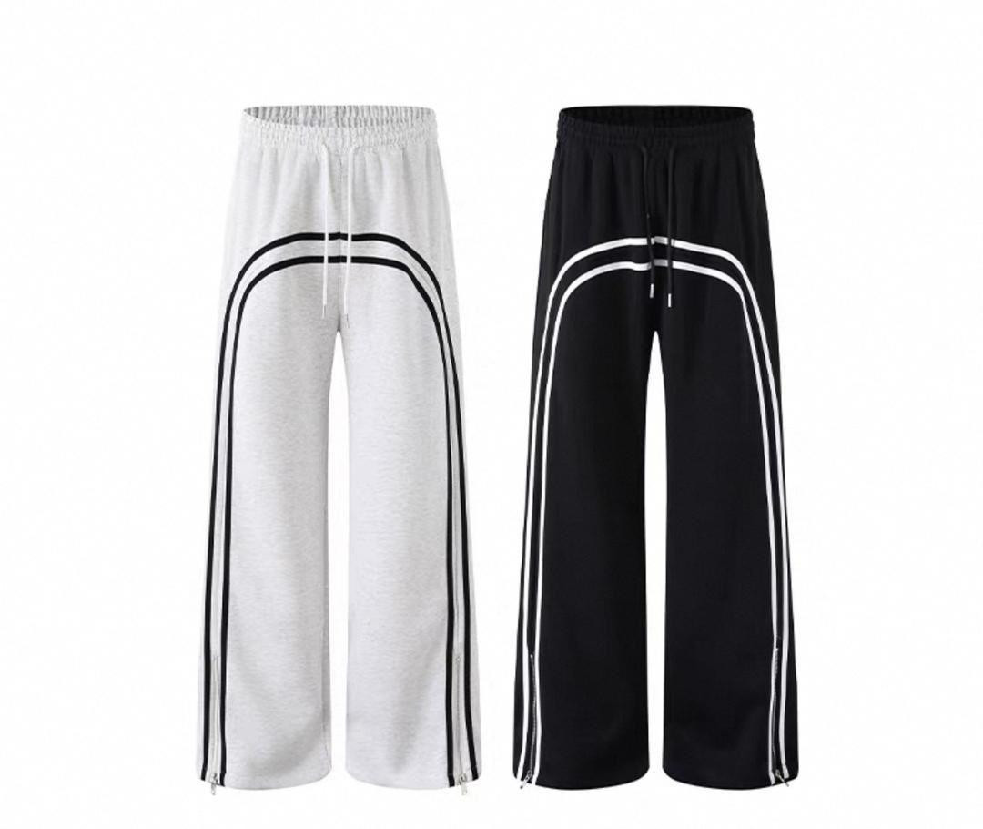 Retro Wide-Leg Joggers (Black & White Set)
