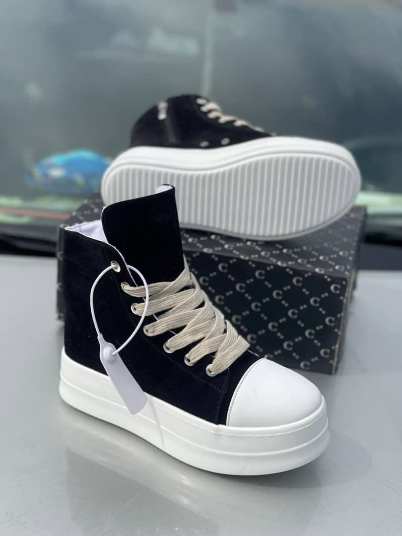 Rick Owens Inspired High-Top Sneakers – Black & White (Unisex)