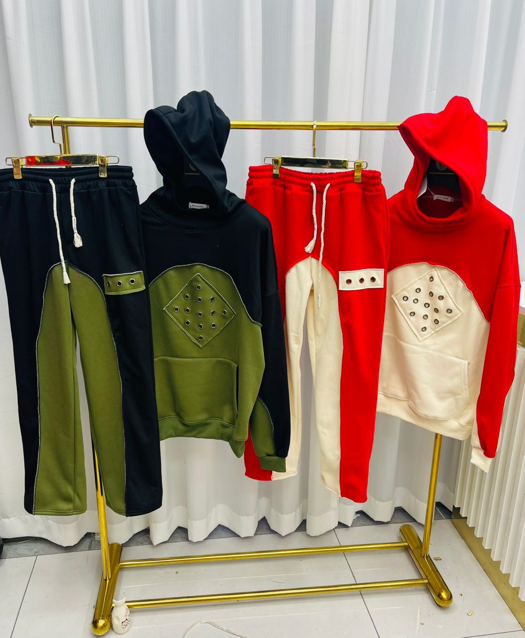 Studded Color-Block Tracksuit Set