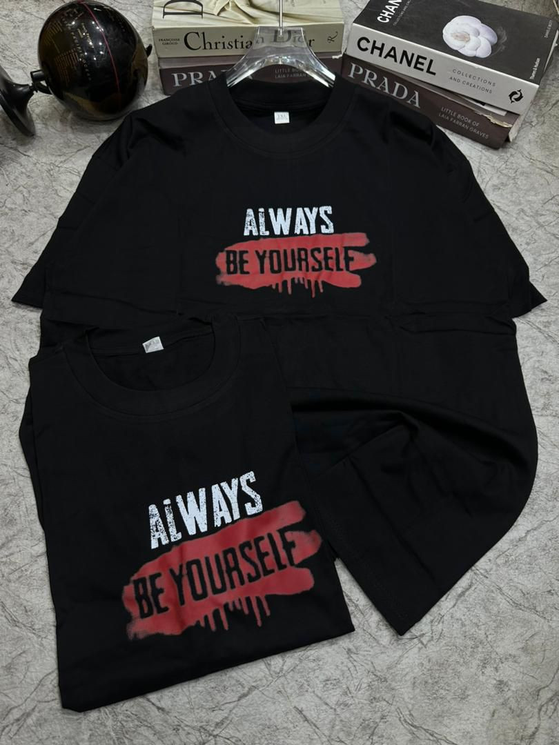 Black 'Always Be Yourself' Slogan T-Shirt
