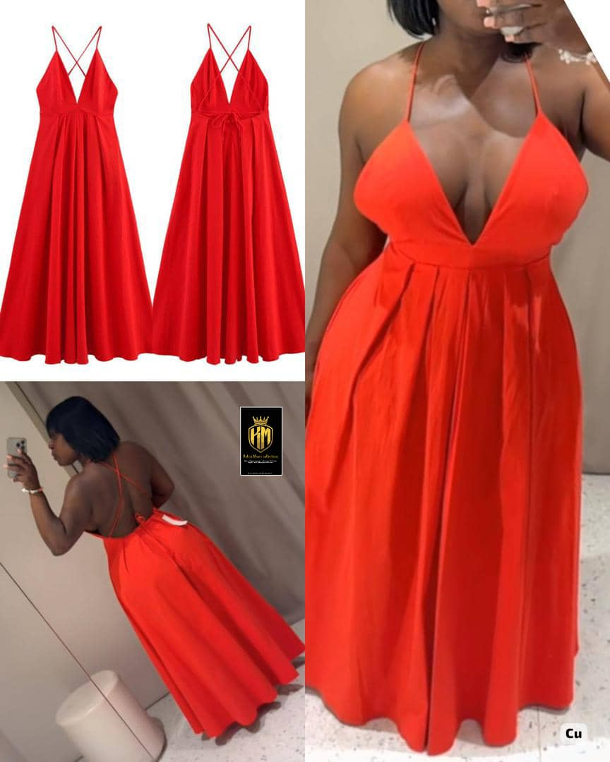 Red Halter Neck Maxi Gown