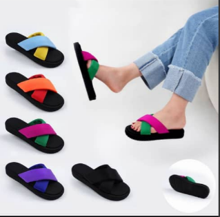 Trendy Multi-Color Cross-Strap Comfort Slides