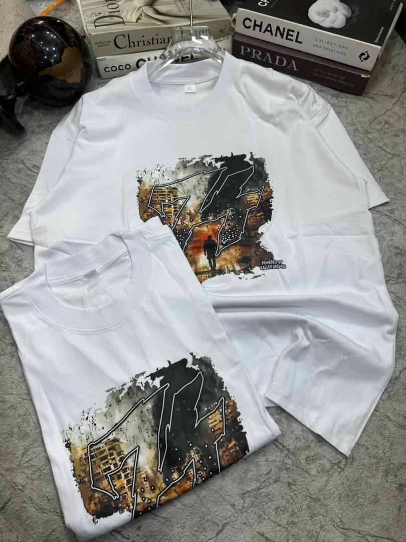 Urban Graffiti Cityscape Graphic T-Shirt - White