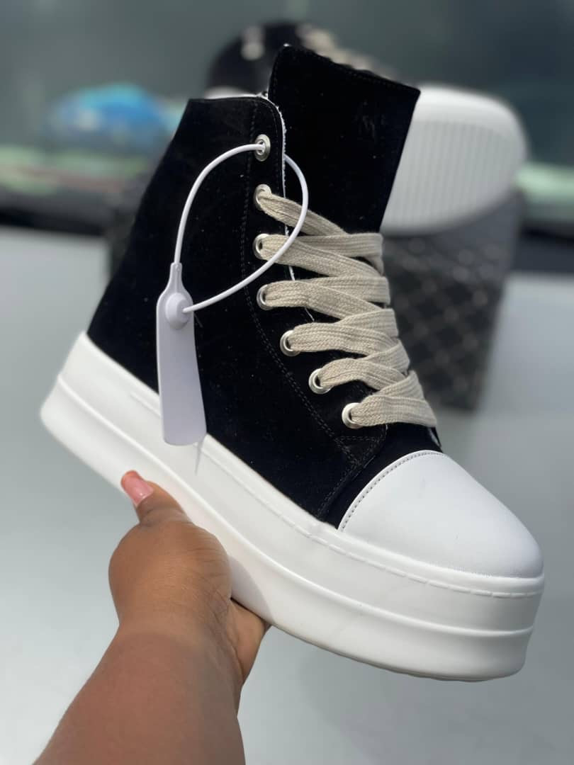 Rick Owens Inspired High-Top Sneakers – Black & White (Unisex)