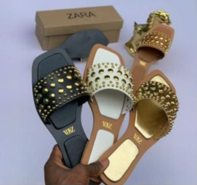 Zara Inspired Studded Square-Toe Slides